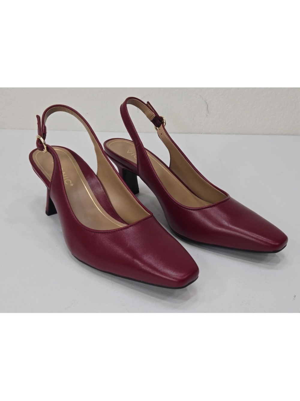 VIONIC Women Perris Slingback Heel Cabernet Red Leather Size 9.5